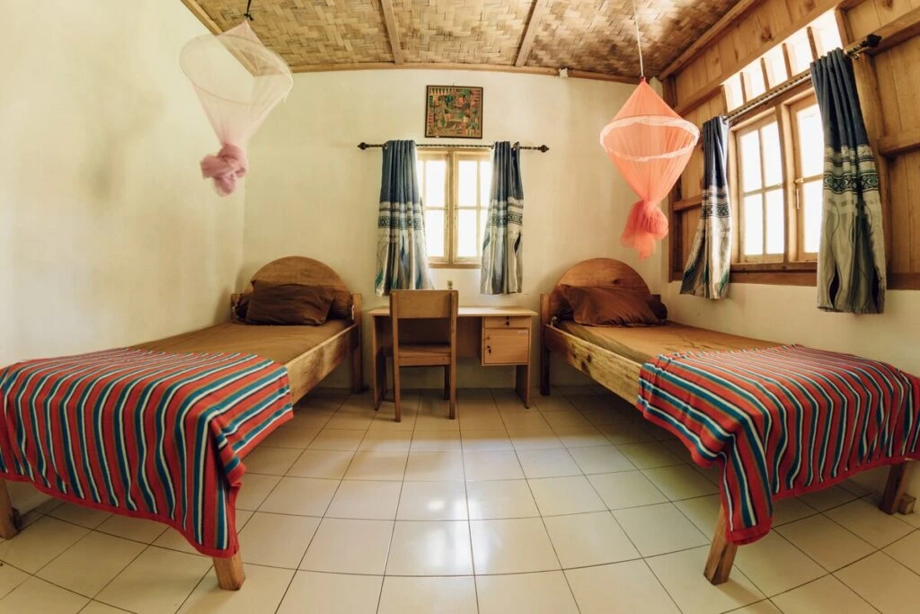 Air-conditioned private room at Krui Surf Camp